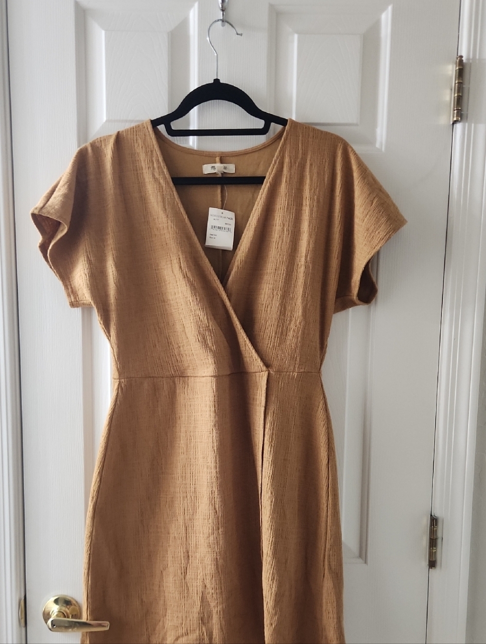 NWT Madewell Textured Camel Wrap Mini Dress